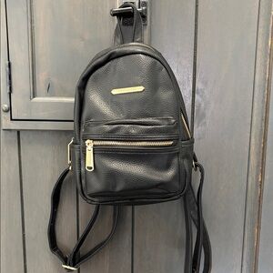Steve Madden Black Backpack with Gold Accents